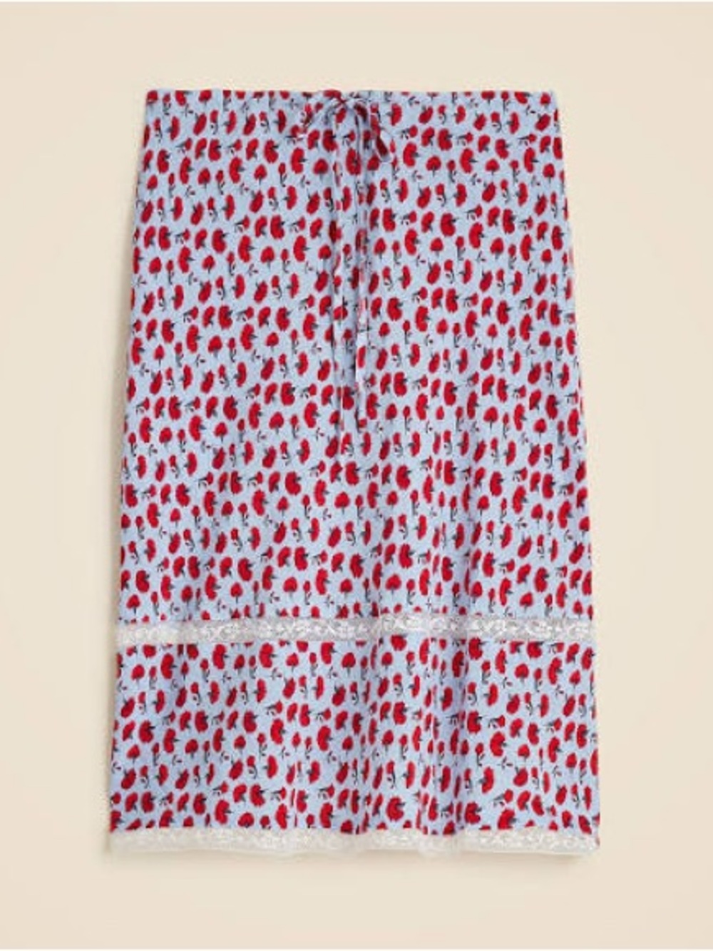 Rouje x J Crew Poeme Midi Skirt | Printed Carnation Drawstring Midi Skirt